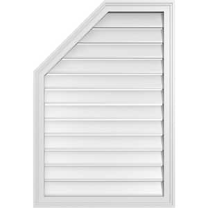 26 in. x 38 in. Octagonal Surface Mount PVC Gable Vent: Functional with Brickmould Frame
