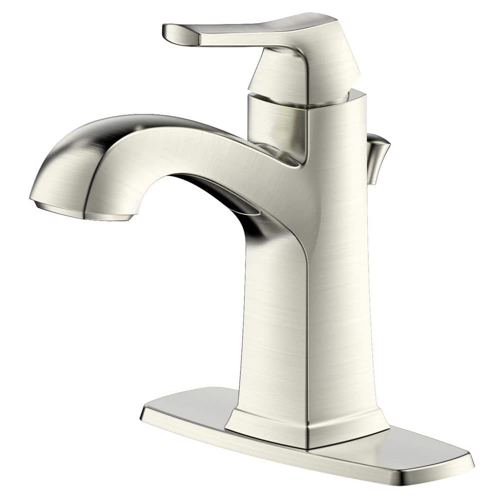 Fontaine by Italia Opera Single Handle 1 or 3 hole Centerset Bathroom Faucet with Drain in Brushed Nickel