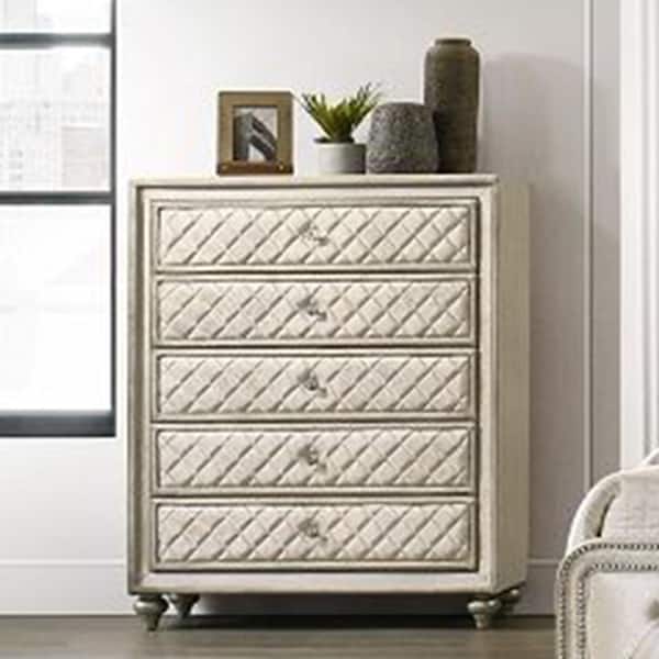 Acme Furniture Lucienne Beige Velvet 5 18 in. Chest of
