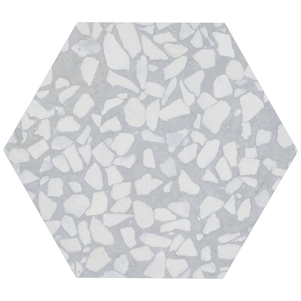 Jurassic Hex 9" Slate Terrazzo Look Matte Porcelain Tile