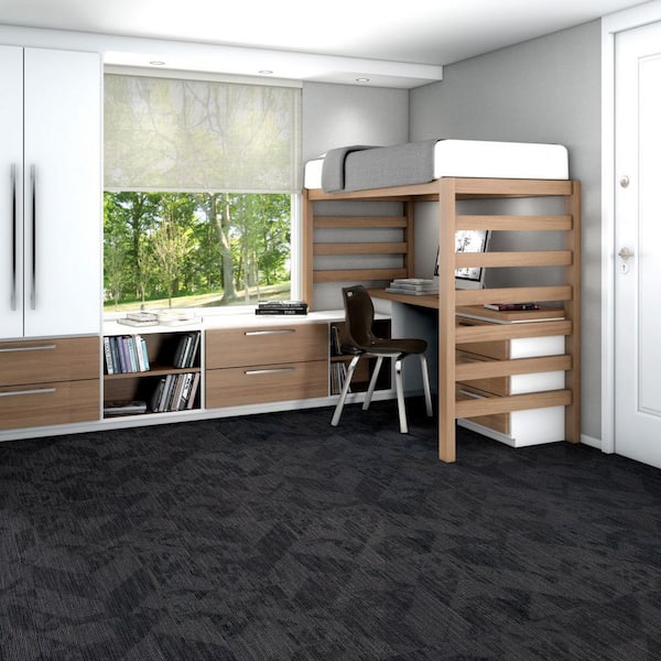 Farmington - Stucco - Gray Commercial 24 x 24 in. Glue-Down Carpet Tile Square (80 sq. ft.)