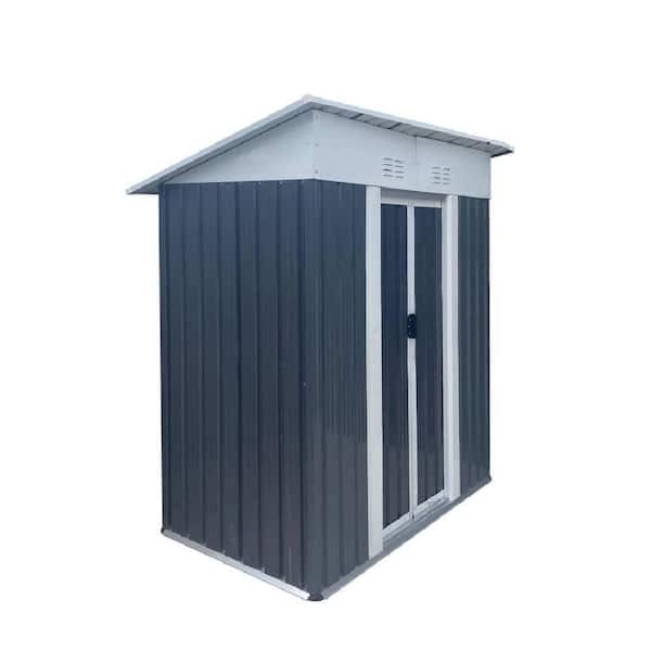 5 ft. W x 3 ft. D Outdoor Metal Storage Shed with Floor Base Gray