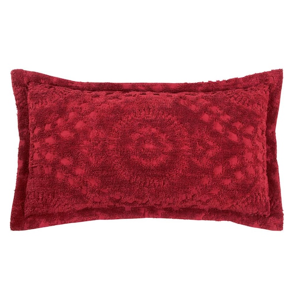 Better Trends Rio Collection Floral Design Burgundy King 100% Cotton Tufted Chenille Sham