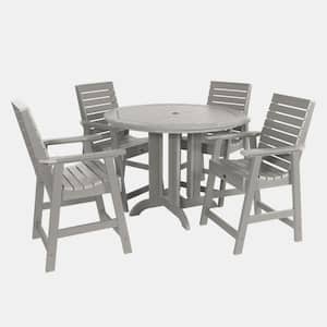 Weatherly Harbor Gray 5-Piece Recycled Plastic Round Outdoor Balcony Height Dining Set