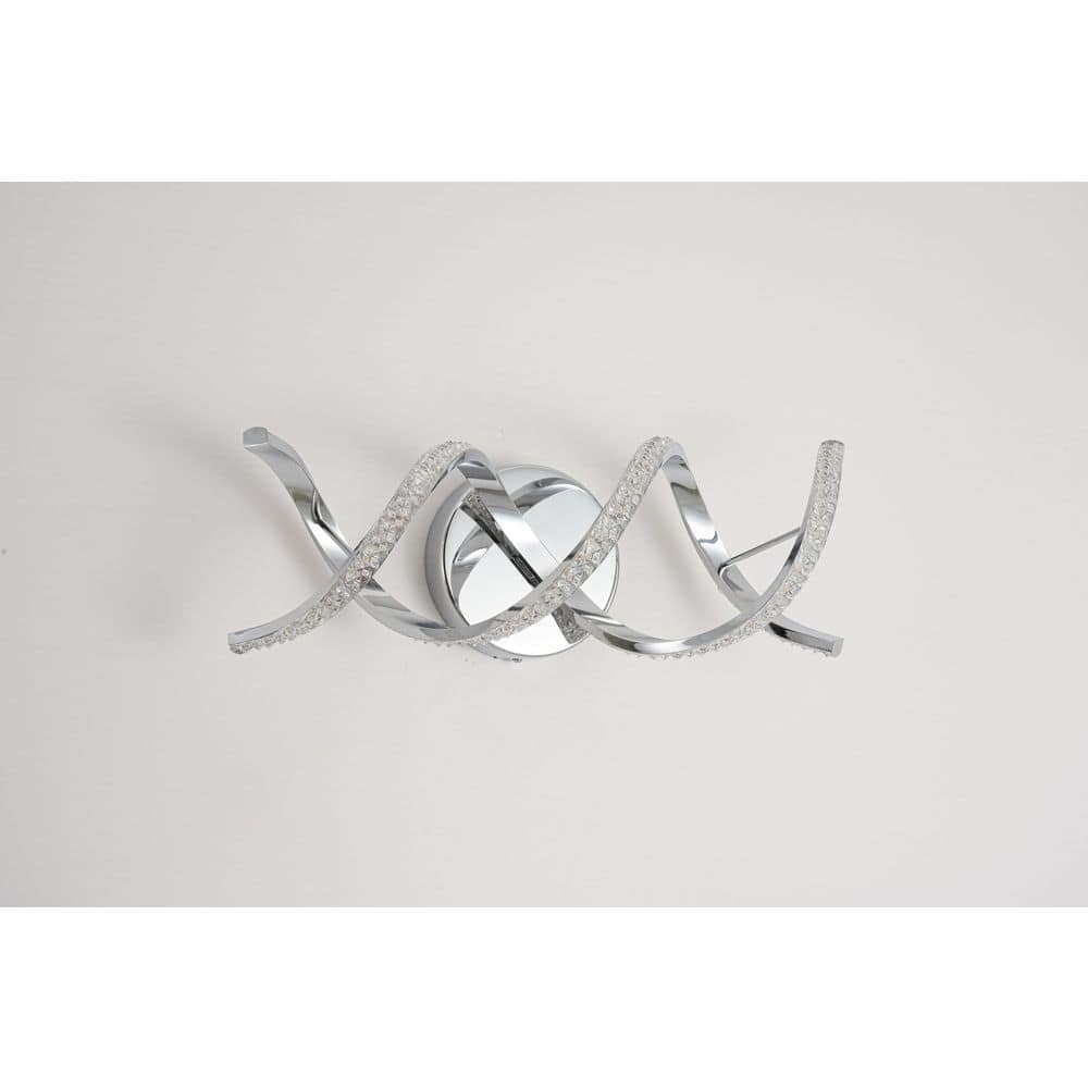Estrella 1-Light 19.7 in W x 5.9 in H Modern Glam Chrome Twisted Crystal LED Vanity Light for Bathroom and Living Room price history on PriceWatchPro