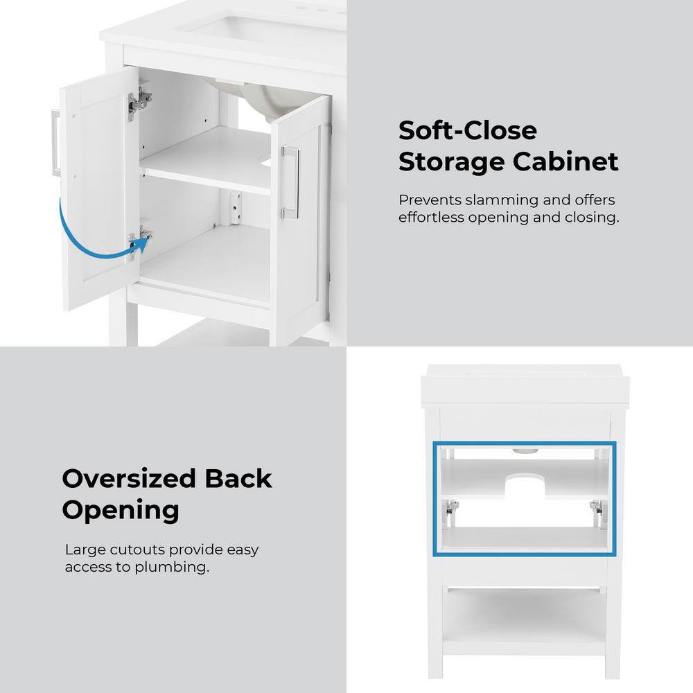 Vegas 24" Pure White Freestanding Bathroom Vanity with Sink