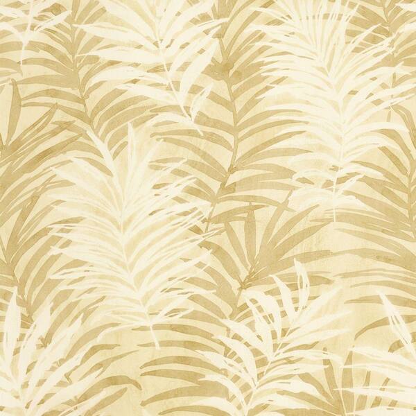 The Wallpaper Company 8 in. x 10 in. Beige Tropical Leaves Wallpaper Sample