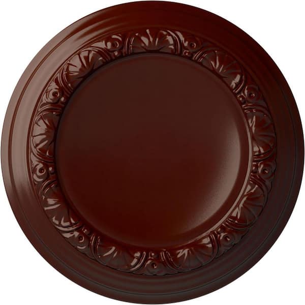Ekena Millwork 12-1/2" x 1-1/2" Carlsbad Urethane Ceiling Medallion (Fits Canopies upto 7-7/8"), Brushed Mahogany