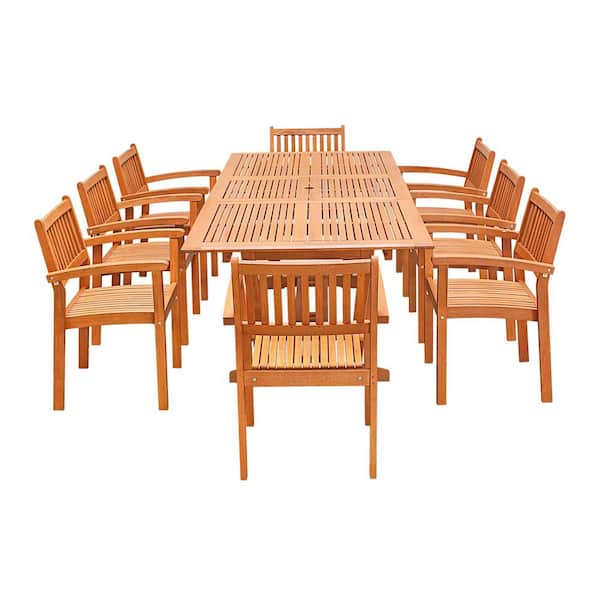 Vifah Eco Friendly 9 Piece Wood Outdoor, Eco Friendly Dining Chairs