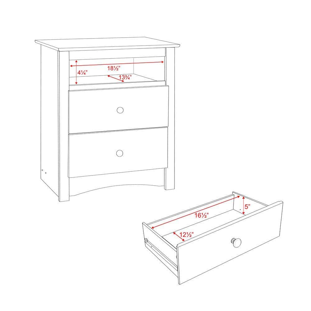Espresso Tall 2-Drawer Nightstand with Open Shelf