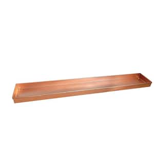29 in. Copper Large Rectangular Metal Window Decorative Plant Tray with Trim Edges