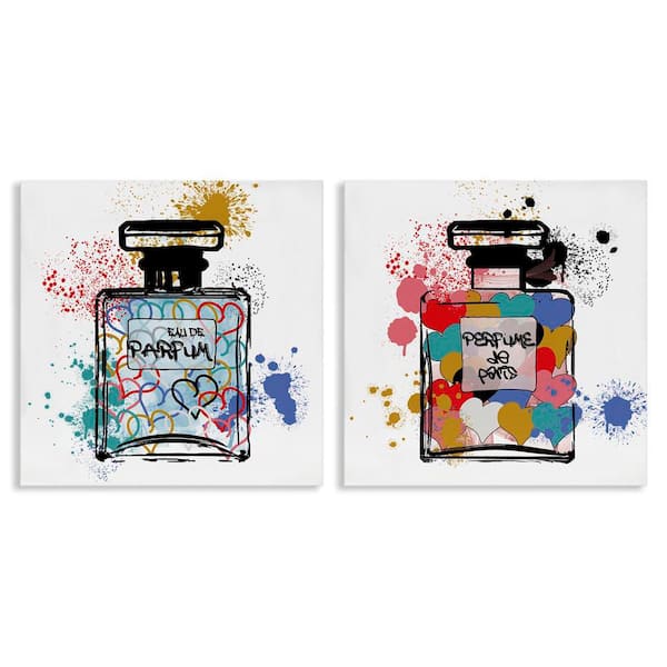 Stupell Industries Urban Splatter Perfumes by Carol Robinson 2-Pieces Unframed Abstract Graphic Art Print 17 in. x 17 in.