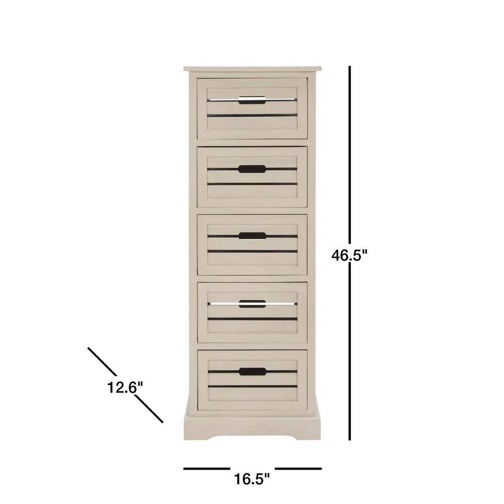 Transitional Grey Driftwood 5-Drawer Slim Cabinet