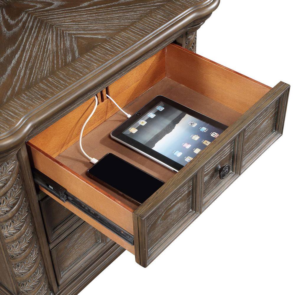 Emmett Walnut 3-Drawer Traditional Wood Nightstand