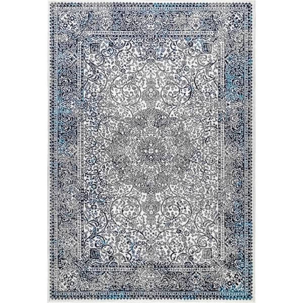 nuLOOM Delores Transitional Persian Blue Doormat 3 ft. x 5 ft. Area Rug