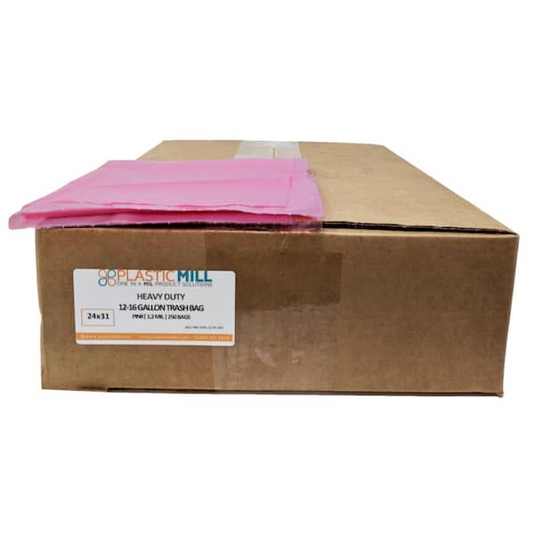24 in. W x 31 in. H 12 Gal. to 16 Gal. 1 mil Pink Trash Bags (250- Count)