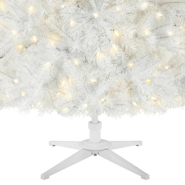 HOME ACCENTS HOLIDAY 7.5 FT PRE-LIT LED GLOSSY WHITE NORTH HILL SPRUCE 