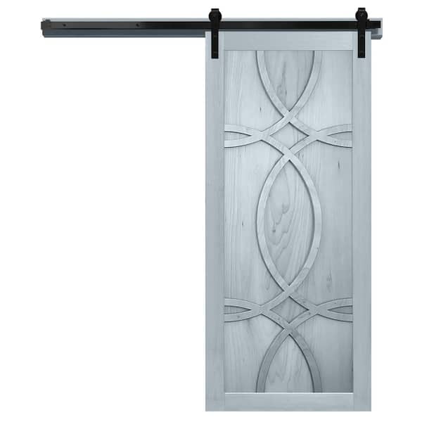 VeryCustom 42 in. x 84 in. Hollywood Beach House Wood Sliding Barn Door with Hardware Kit in Black