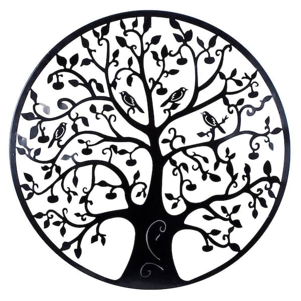 Southern Patio 24 In Dia Tree Of Life Metal Wall Outdoor Decor Wdc 054603 The Home Depot - White Metal Tree Of Life Wall Art