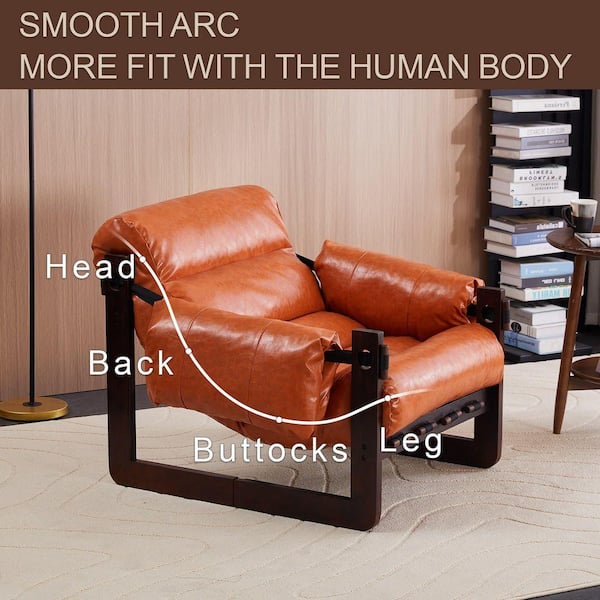 anpport Vintage Orange Oil Waxed Leather Accent Chair with