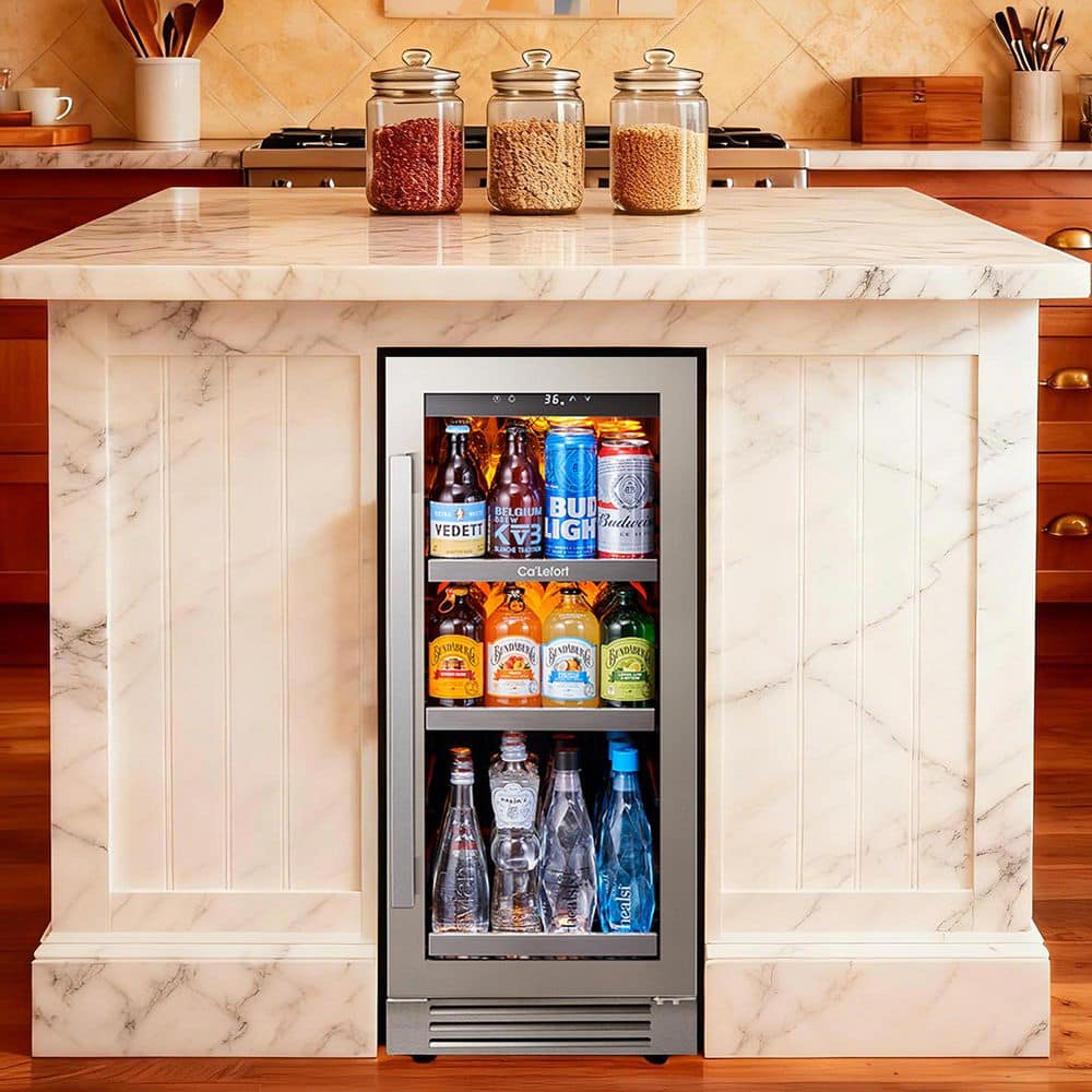Ca'Lefort 15 in. 100 (12 oz.) Cans Beverage Cooler Refrigerator Soda Drink  Mini Fridge Built-in or Freestanding Frost-Free CLF-BS15-HD - The Home Depot, image size:1000x1000