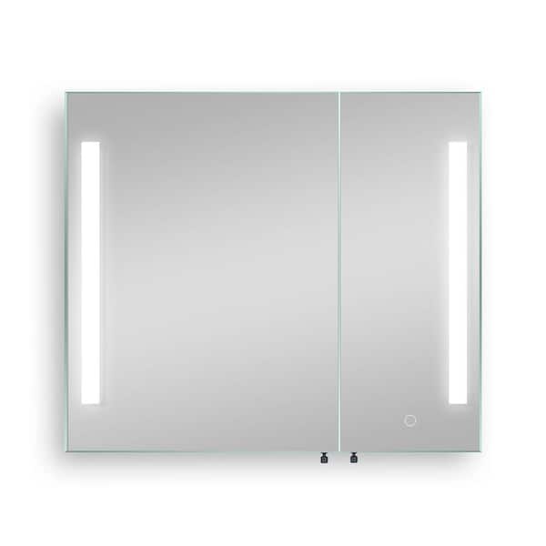 matrix decor 30 in. W x 26 in. H Rectangular Silver Aluminum Recessed/Surface Mount Medicine Cabinet with Mirror