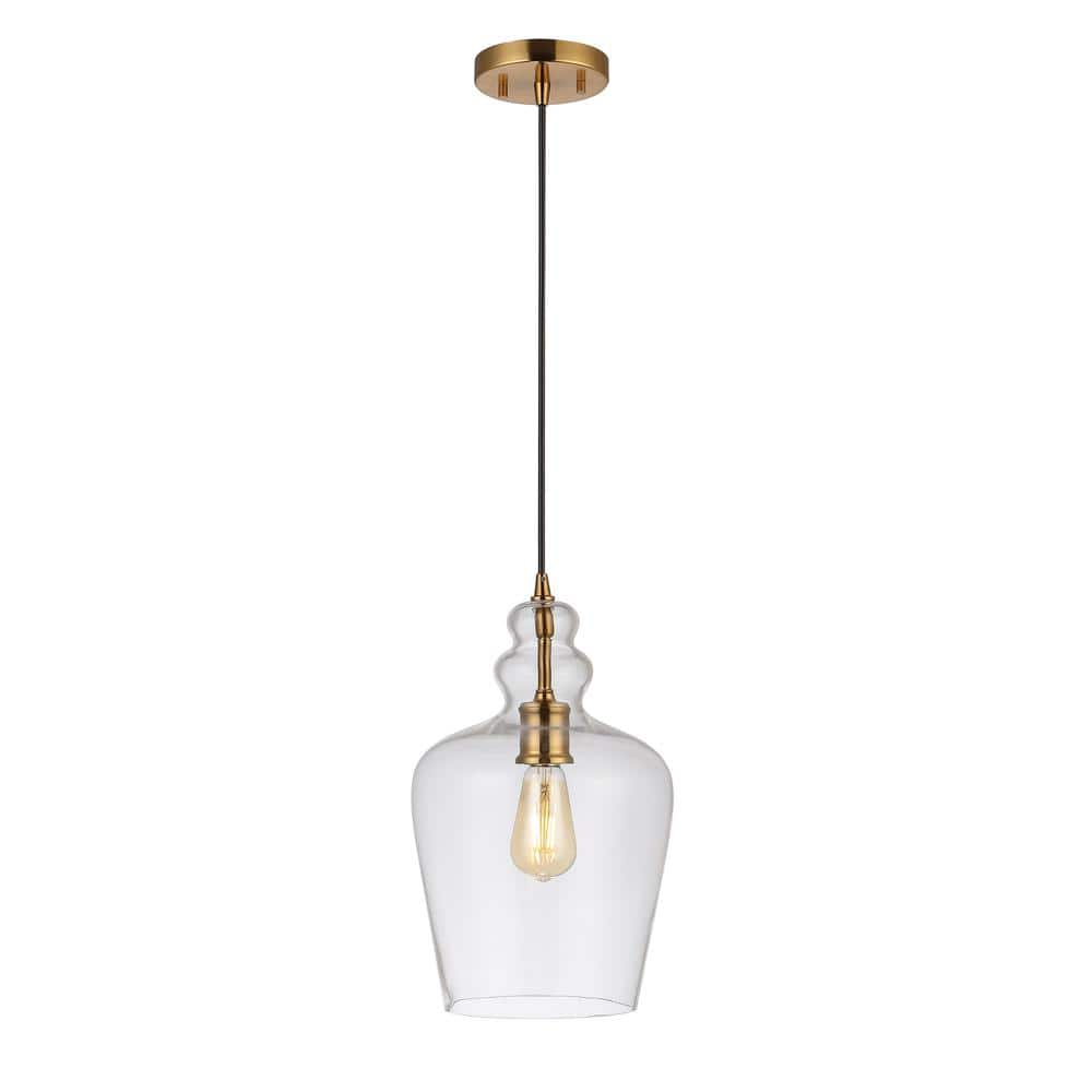 SAFAVIEH Catlen 4-Watt 1-Light Clear Pendant Light with Glass Shade ...