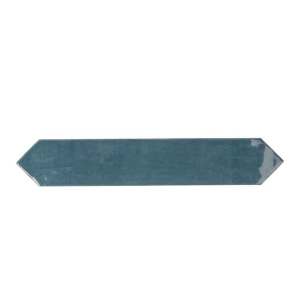 Festa Blue 1.7 in. x 9.6 in. Glossy Ceramic Picket Wall and Floor Tile (2.37 sq. ft./case) (23-pack)