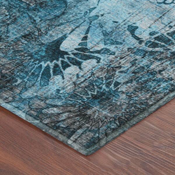 Mayfield Premium Machine Washable Abstract AMF2224 Teal 10 ft. x 14 ft. Area Rug