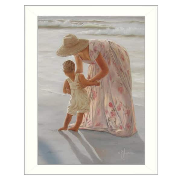 HomeRoots Charlie First Time on the Beach 1-Piece Framed Wall Art 14 in. x 18 in.