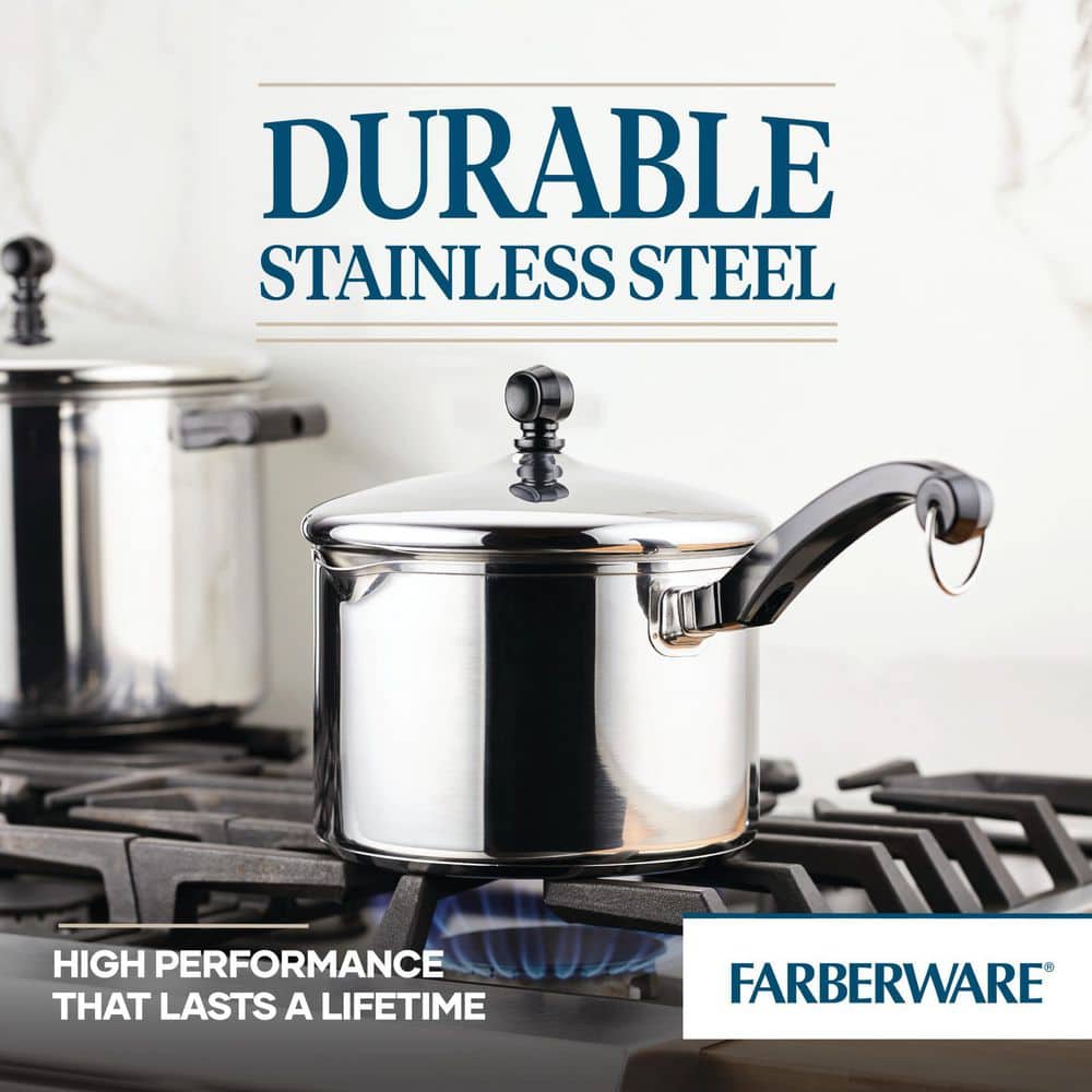 Farberware 3-Quart Stainless Steel Straining Saucepan with Lid