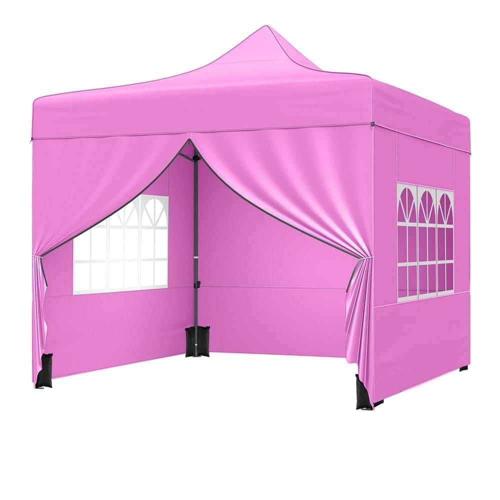 10 x 10 FT Pop up Canopy Tent with 4 Removable Sidewalls, Wheeled Bag, Sandbags Pink price history on PriceWatchPro