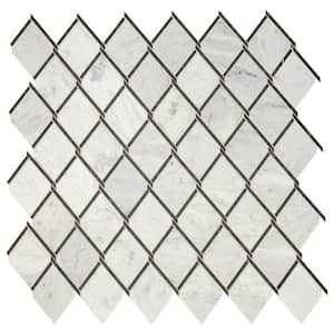 Lavaliere Carrara White Polished 12 in. x 12 in. Marble Chain Link Mosaic Tile (1.05 sq. ft./Each)