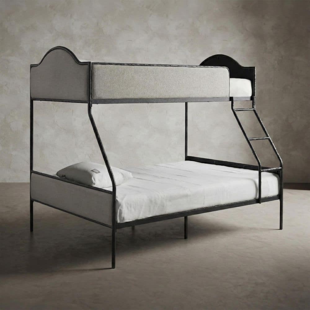 Parto Modern Black Forged Steel Twin Over Full Bunk Bed With Upholstered Panels price history on PriceWatchPro