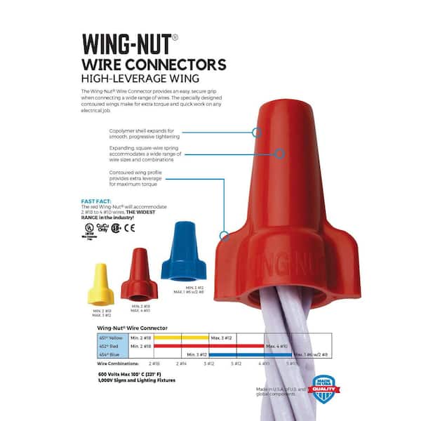 IDEAL 452 WING-NUT 250-Pack Red Wing Wire Connectors IDEAL 452 WING-NUT 250-Pack Red Wing Wire Connectors