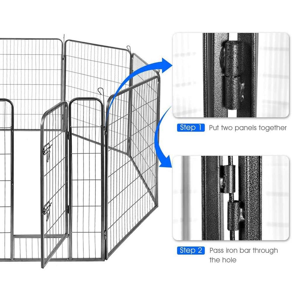 Heavy Duty Black Metal 40" Pet Playpen with Door