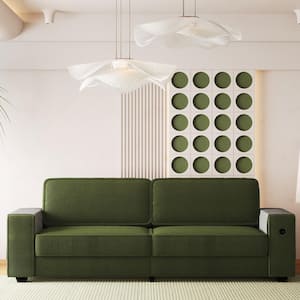88.58 in. Square Arm Sherpa Fabric Rectangle Modern Living Room Sofa in. Green