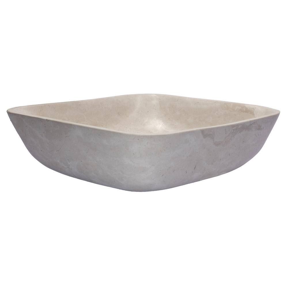 Creamy White Marble Square Bathroom Vessel Sink