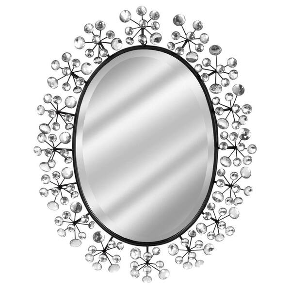Unbranded 23 in. x 28 in. Diamond Bronze Oval Framed Mirror
