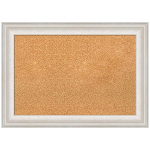 Trio White Wash Silver 28.38 in. x 20.38 in. Framed Corkboard Memo Board