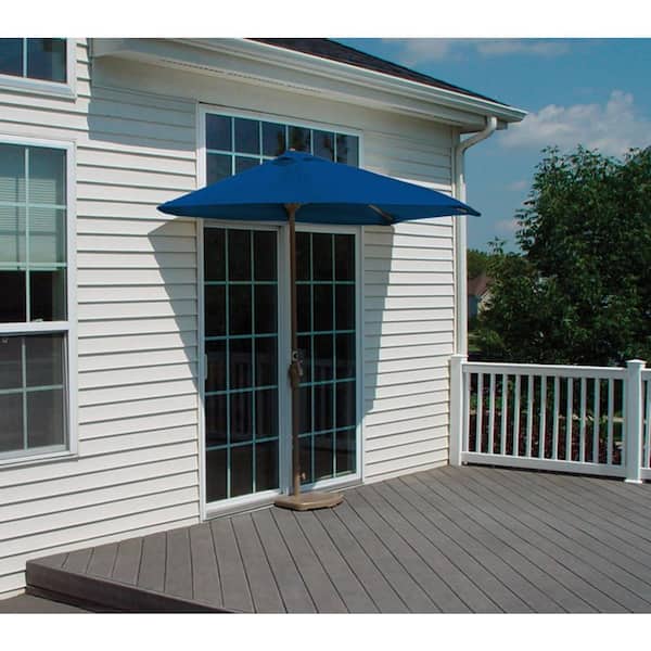 7.5 ft. patio half umbrella Blue Star Group Off-The-Wall Brella 7.5 ft. Patio Half Umbrella in Blue  Sunbrella OTWB-7SB
