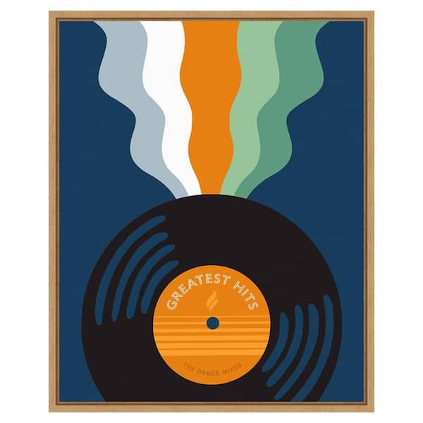 Amanti Art Retro Mixtape And Vinyl III by Laura Marr 23 in. W x 28 in. H. Canvas Wall Art Print Framed in Brown