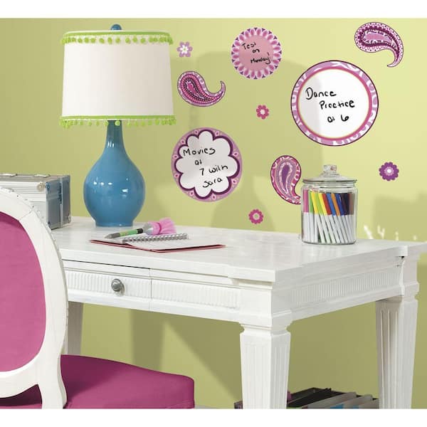 RoomMates 5 in. x 11.5 in. Paisley Dry Erase Peel and Stick Wall Decal