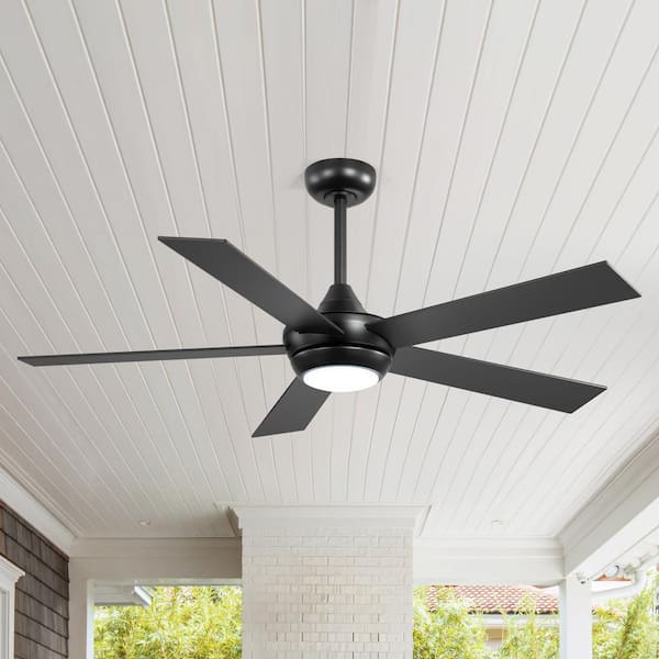 Breezary Hector II 52 in. Integrated LED Indoor Black Ceiling Fan with Light and Remote Control Included