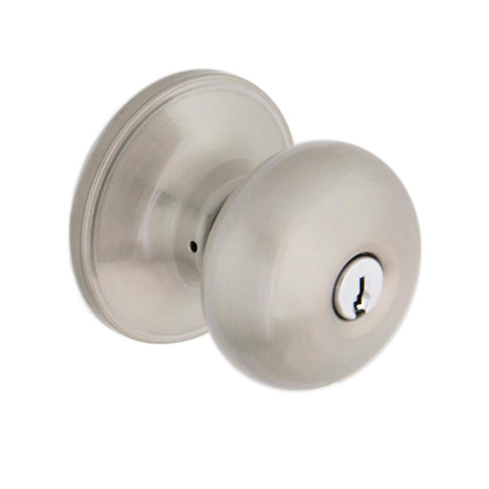Round Satin Nickel Keyed Entry Door Knob
