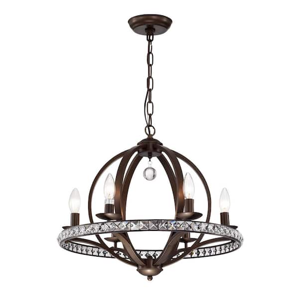 Lovi 23 in. 6-Light Indoor Bronze Pendant Lamp with Light Kit