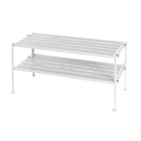Seville Classics 15.4 in H x 26.2 in. W 6-Pair Resin White Slat Stackable Shoe Rack