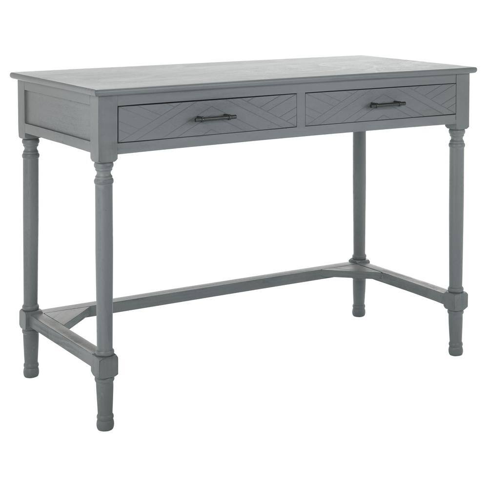 Distressed Grey Wood Writing Desk with Drawers