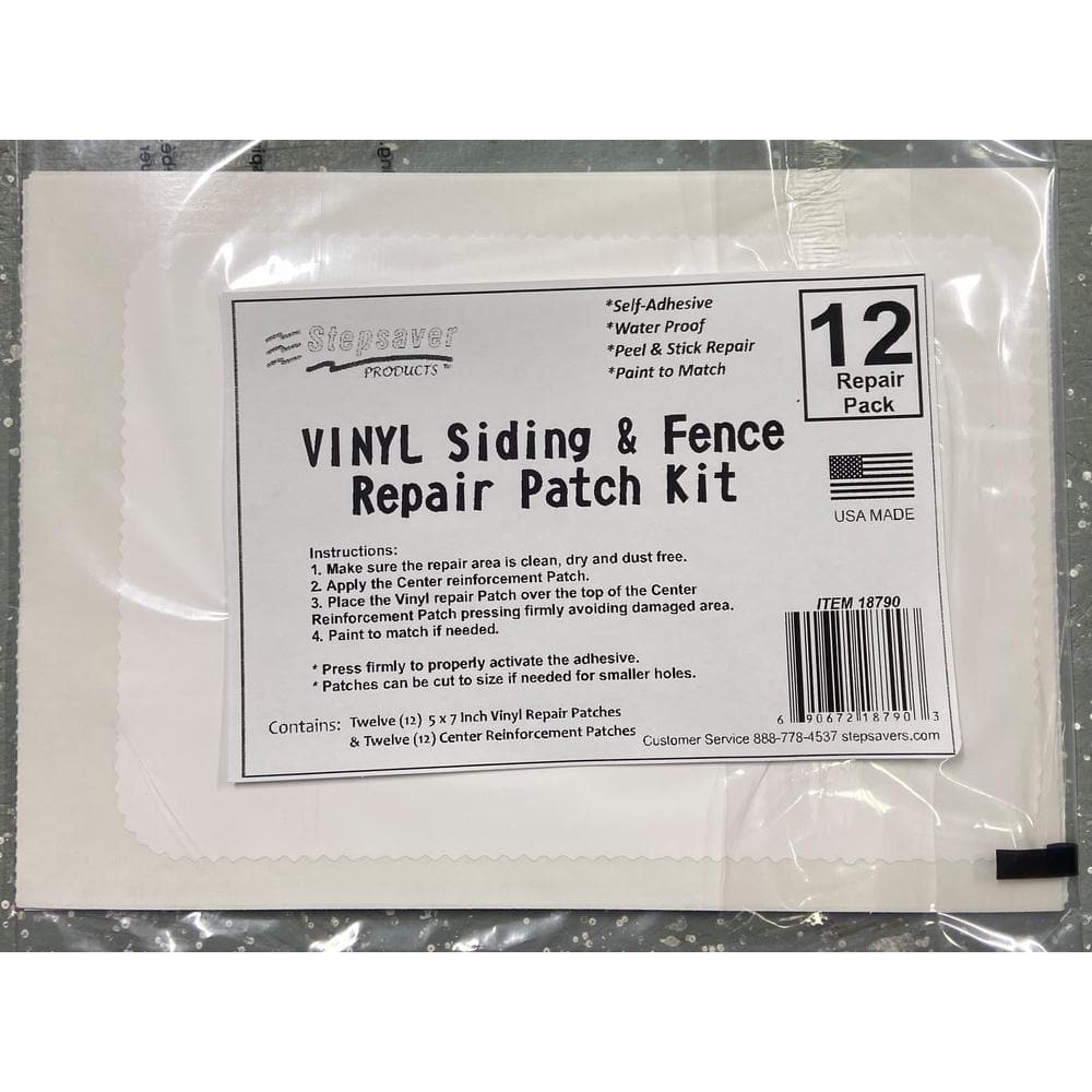StepSaver Products Four 5 in. x 7 in. Vinyl Siding and Fence Repair Patch Kit, White