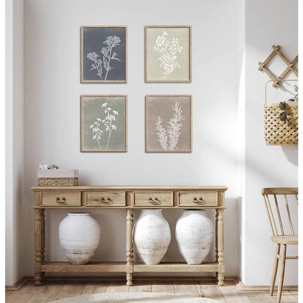 Framed Wall Art (Set of 4), Minimalist Botanical Print Wall Art